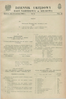 Dziennik Urzędowy Rady Narodowej M. Krakowa. 1966, nr 12 (11 czerwca)