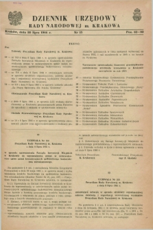 Dziennik Urzędowy Rady Narodowej M. Krakowa. 1966, nr 15 (30 lipca)