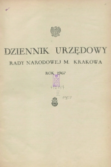 Dziennik Urzędowy Rady Narodowej M. Krakowa. 1967, Skorowidz alfabetyczny