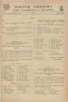 Dziennik Urzędowy Rady Narodowej M. Krakowa. 1967, nr 11 (1 czerwca)