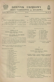 Dziennik Urzędowy Rady Narodowej M. Krakowa. 1967, nr 17 (4 września)
