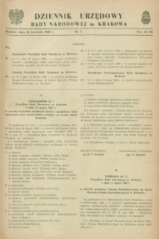 Dziennik Urzędowy Rady Narodowej M. Krakowa. 1968, nr 7 (24 kwietnia)