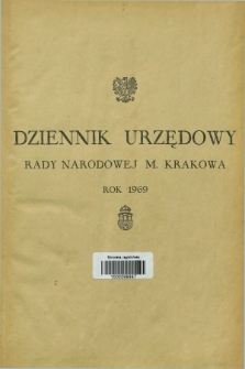 Dziennik Urzędowy Rady Narodowej M. Krakowa. 1969, Skorowidz alfabetyczny