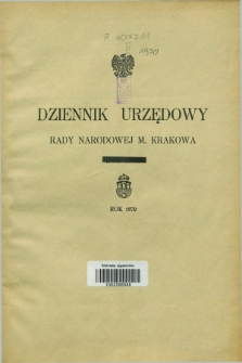 Dziennik Urzędowy Rady Narodowej M. Krakowa. 1970, Skorowidz alfabetyczny