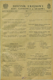 Dziennik Urzędowy Rady Narodowej M. Krakowa. 1970, nr 1 (22 stycznia)