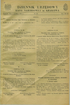 Dziennik Urzędowy Rady Narodowej M. Krakowa. 1970, nr 22 (1 grudnia)