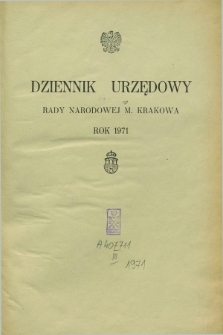 Dziennik Urzędowy Rady Narodowej M. Krakowa. 1971, Skorowidz alfabetyczny
