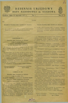 Dziennik Urzędowy Rady Narodowej M. Krakowa. 1971, nr 1 (16 stycznia)