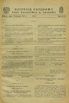 Dziennik Urzędowy Rady Narodowej M. Krakowa. 1971, nr 9 (1 kwietnia)