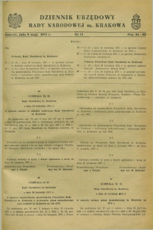 Dziennik Urzędowy Rady Narodowej M. Krakowa. 1971, nr 12 (8 maja)