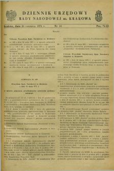 Dziennik Urzędowy Rady Narodowej M. Krakowa. 1971, nr 14 (15 czerwca)