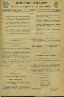 Dziennik Urzędowy Rady Narodowej M. Krakowa. 1971, nr 17 (30 lipca)