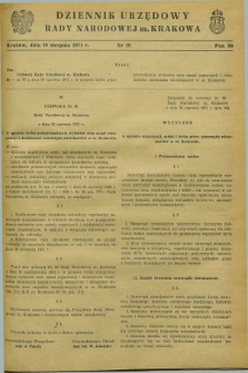 Dziennik Urzędowy Rady Narodowej M. Krakowa. 1971, nr 18 (10 sierpnia)