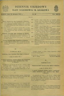 Dziennik Urzędowy Rady Narodowej M. Krakowa. 1971, nr 19 (18 sierpnia)