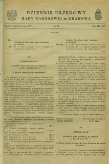 Dziennik Urzędowy Rady Narodowej M. Krakowa. 1971, nr 21 (28 sierpnia)
