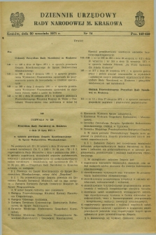 Dziennik Urzędowy Rady Narodowej M. Krakowa. 1971, nr 24 (30 września)