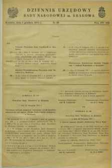 Dziennik Urzędowy Rady Narodowej M. Krakowa. 1971, nr 29 (1 grudnia)