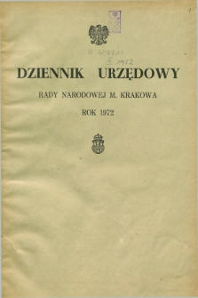 Dziennik Urzędowy Rady Narodowej M. Krakowa. 1972, Skorowidz alfabetyczny