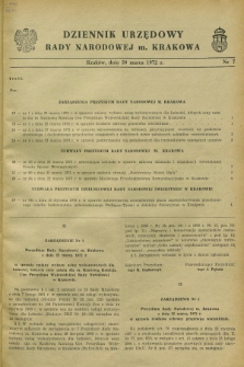 Dziennik Urzędowy Rady Narodowej M. Krakowa. 1972, nr 7 (30 marca)