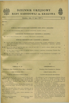 Dziennik Urzędowy Rady Narodowej M. Krakowa. 1972, nr 13 (15 lipca)