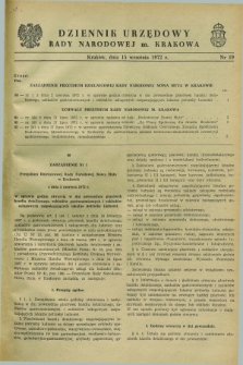 Dziennik Urzędowy Rady Narodowej M. Krakowa. 1972, nr 19 (15 września)