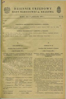 Dziennik Urzędowy Rady Narodowej M. Krakowa. 1972, nr 22 (14 października)
