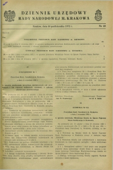 Dziennik Urzędowy Rady Narodowej M. Krakowa. 1972, nr 23 (16 października)