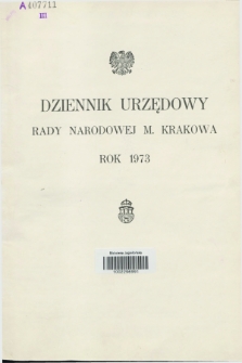 Dziennik Urzędowy Rady Narodowej M. Krakowa. 1973, Skorowidz alfabetyczny