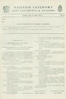 Dziennik Urzędowy Rady Narodowej M. Krakowa. 1973, nr 14 (31 maja)