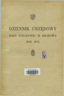 Dziennik Urzędowy Rady Narodowej M. Krakowa. 1974, Skorowidz alfabetyczny