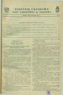 Dziennik Urzędowy Rady Narodowej M. Krakowa. 1974, nr 1 (30 stycznia)