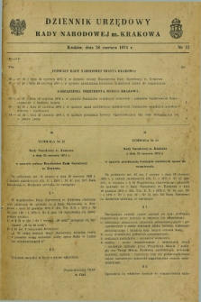 Dziennik Urzędowy Rady Narodowej M. Krakowa. 1974, nr 13 (26 czerwca)
