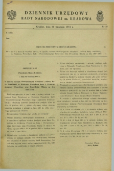 Dziennik Urzędowy Rady Narodowej M. Krakowa. 1974, nr 19 (30 września)