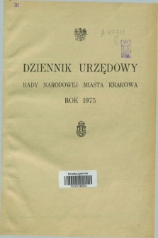 Dziennik Urzędowy Rady Narodowej Miasta Krakowa. 1975, Skorowidz alfabetyczny