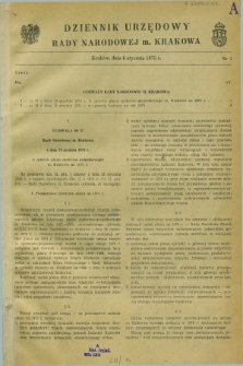 Dziennik Urzędowy Rady Narodowej M. Krakowa. 1975, nr 1 (6 stycznia)
