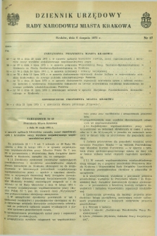 Dziennik Urzędowy Rady Narodowej Miasta Krakowa. 1975, nr 17 (6 sierpnia)