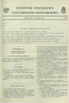 Dziennik Urzędowy Rady Narodowej Miasta Krakowa. 1975, nr 19 (27 sierpnia)