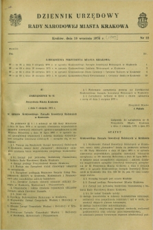 Dziennik Urzędowy Rady Narodowej Miasta Krakowa. 1975, nr 22 (10 września)