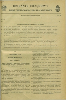 Dziennik Urzędowy Rady Narodowej Miasta Krakowa. 1975, nr 29 (28 listopada)