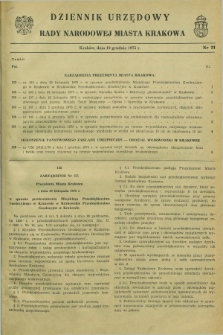 Dziennik Urzędowy Rady Narodowej Miasta Krakowa. 1975, nr 31 (19 grudnia)