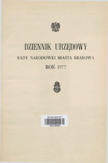 Dziennik Urzędowy Rady Narodowej Miasta Krakowa. 1977, Skorowidz alfabetyczny