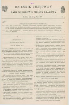 Dziennik Urzędowy Rady Narodowej Miasta Krakowa. 1977, nr 17 (10 grudnia)