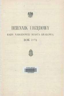 Dziennik Urzędowy Rady Narodowej Miasta Krakowa. 1978, Skorowidz alfabetyczny