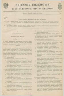 Dziennik Urzędowy Rady Narodowej Miasta Krakowa. 1978, nr 1 (14 stycznia)