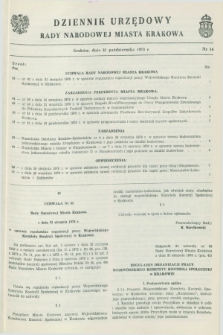 Dziennik Urzędowy Rady Narodowej Miasta Krakowa. 1978, nr 14 (31 października)