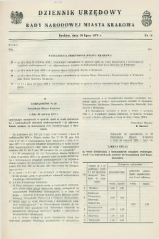 Dziennik Urzędowy Rady Narodowej Miasta Krakowa. 1979, nr 14 (20 lipca)