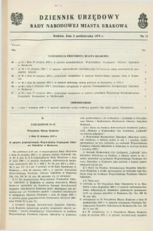 Dziennik Urzędowy Rady Narodowej Miasta Krakowa. 1979, nr 15 (2 października)