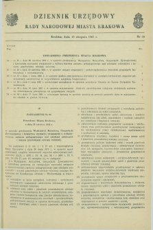 Dziennik Urzędowy Rady Narodowej Miasta Krakowa. 1981, nr 10 (10 sierpnia)