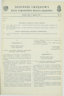Dziennik Urzędowy Rady Narodowej Miasta Krakowa. 1981, nr 11 (17 sierpnia)