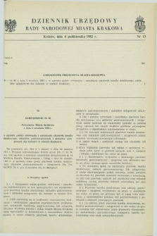 Dziennik Urzędowy Rady Narodowej Miasta Krakowa. 1982, nr 13 (4 października)